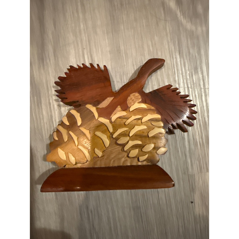 Stone Canada Handcrafted Intarsia Wood Pine Cone Sculpture Rustic Cabin Decor